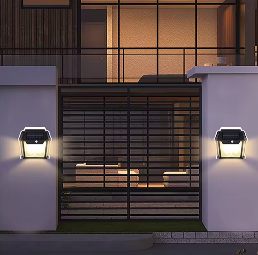 Lámpara solar exterior con sensor de movimiento